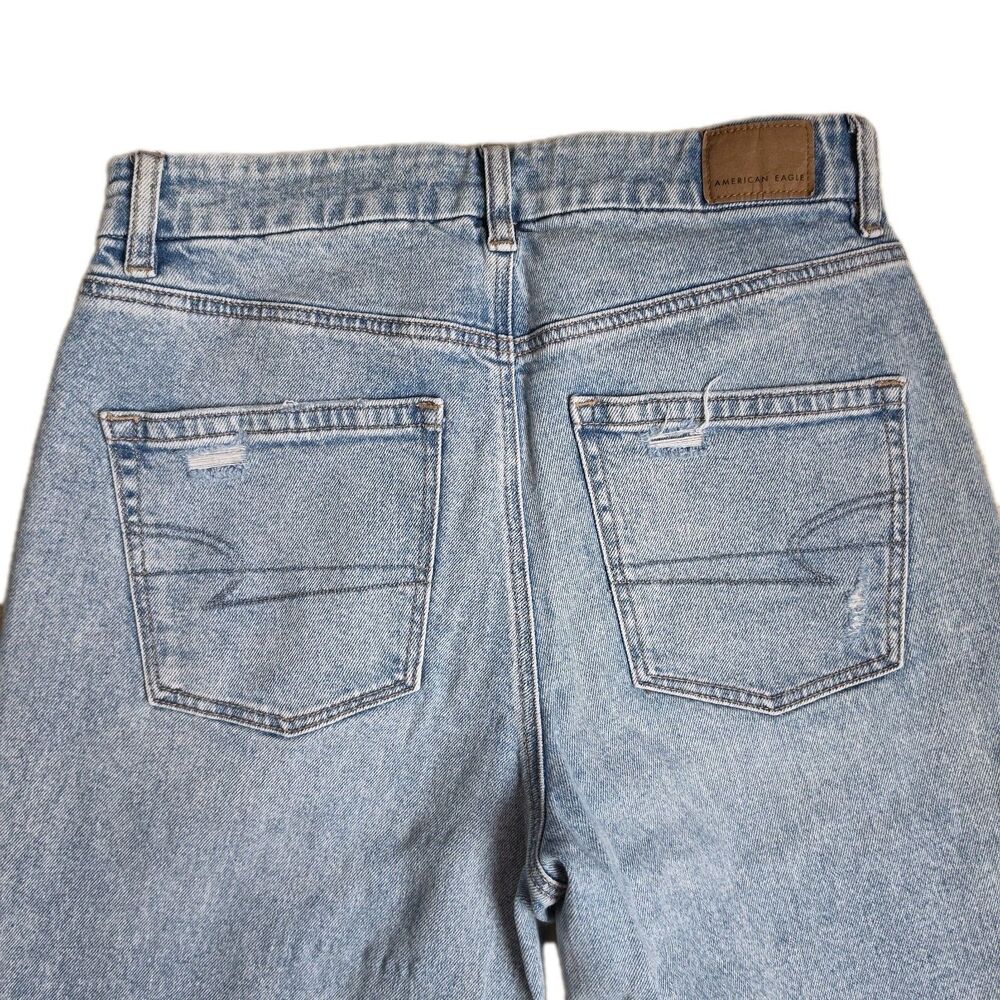 American Eagle Jeans Women Size 8 Curvy 90s Straight Med Blue Denim Distressed - Picture 6 of 10